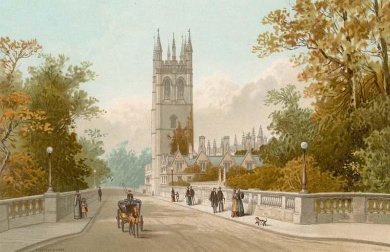Magdalen fra broen--Oxford af English School
