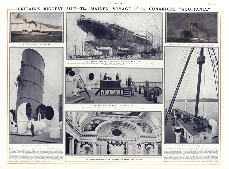 Jomfrurejse med Cunard linjeskibet Aquitania, 1914 af English School