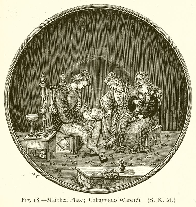 Majolika plade; Caffaggiolo Ware af English School