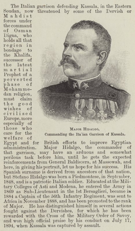 Major Hidalgo, kommanderende for den italienske garnison af Kassala (gravering) af English School