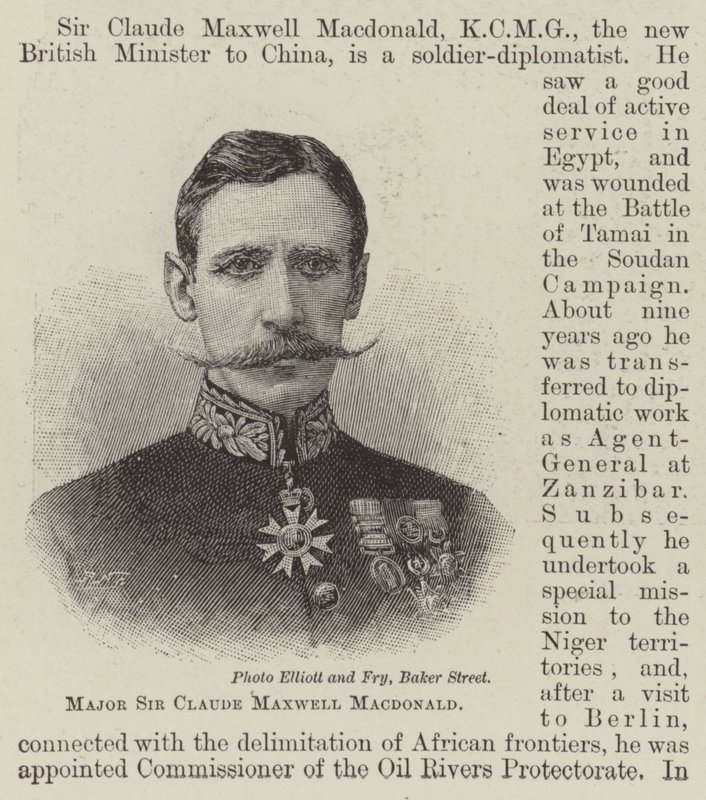 Major Sir Claude Maxwell Macdonald (gravering) af English School