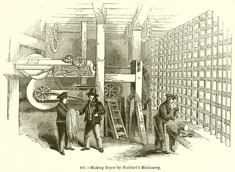 Fremstilling af reb af Huddarts Machinery af English School