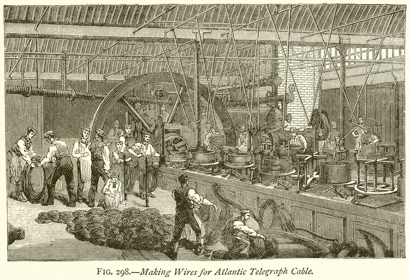 Fremstilling af ledninger til Atlantic Telegraph Cable af English School
