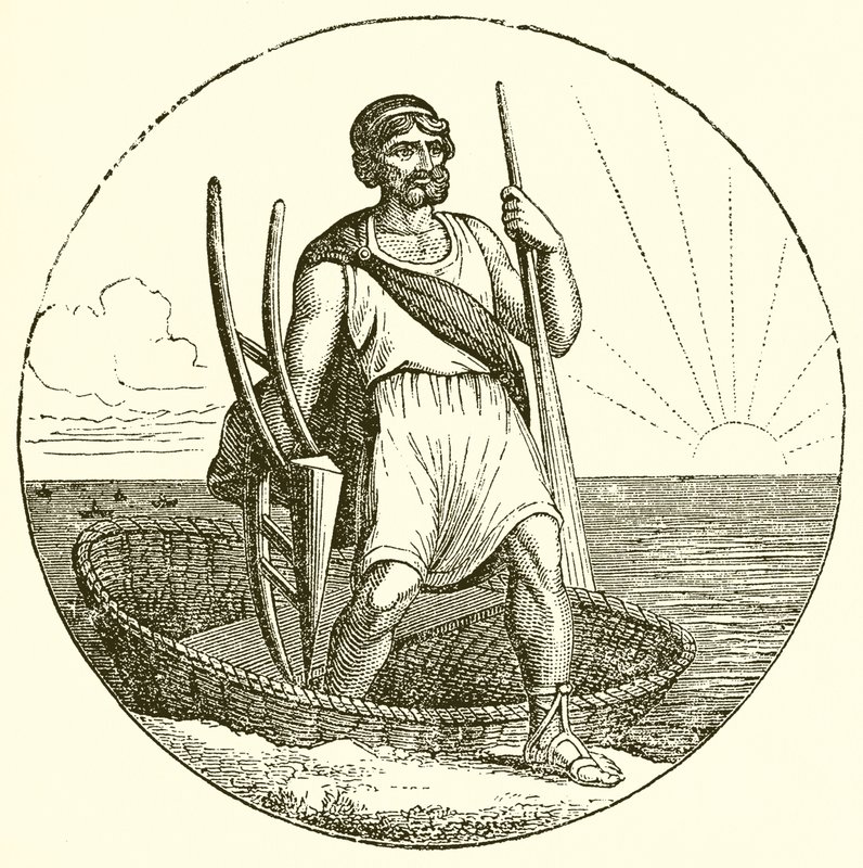 Mand i Coracle af English School