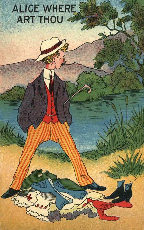 Mand med kasseret tøj (farve litho) af English School