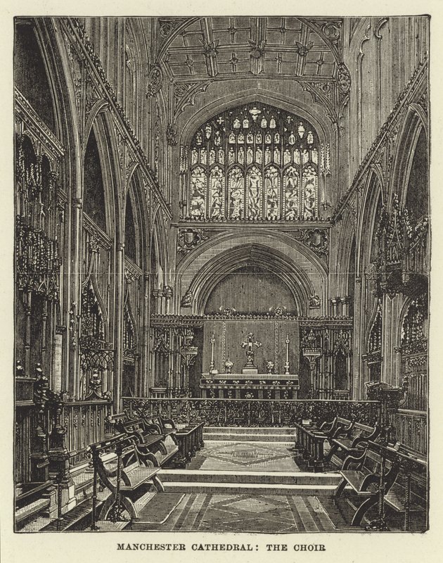 Manchester Cathedral, koret af English School