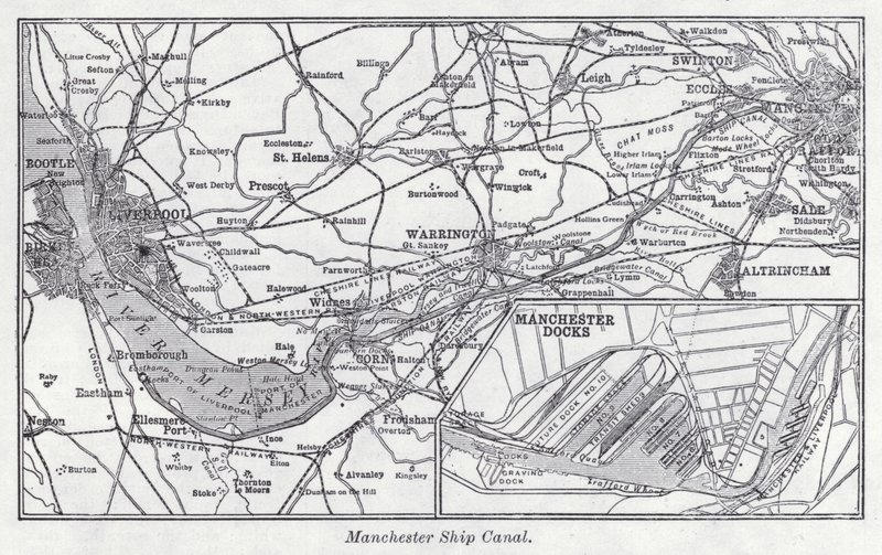 Manchester Ship Canal (litho) af English School