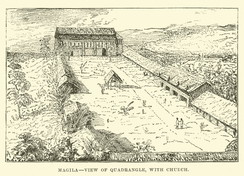 Mangila, udsigt over Quadrangle, med kirke af English School