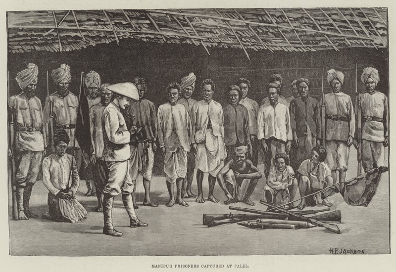 Manipur-fanger fanget ved Palel (gravering) af English School