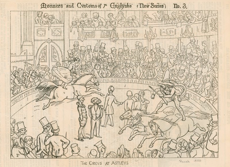 Englændernes manerer og skikke: The Circus at Astleys (Astleys Amphitheatre), London af English School