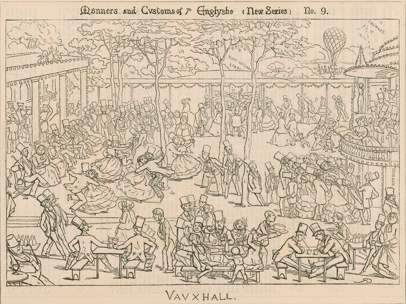 Engelske manerer og skikke; Vauxhall Gardens, London af English School