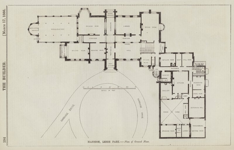 Mansion, Leigh Park, Plan over stueetagen (gravering) af English School