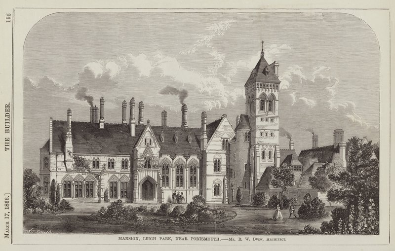 Mansion, Leigh Park, nær Portsmouth, Mr R W Drew, arkitekt (gravering) af English School