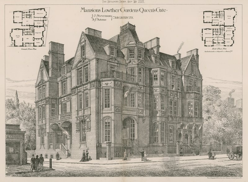 Mansions Lowther Gardens, Queens Gate, Kensington af English School