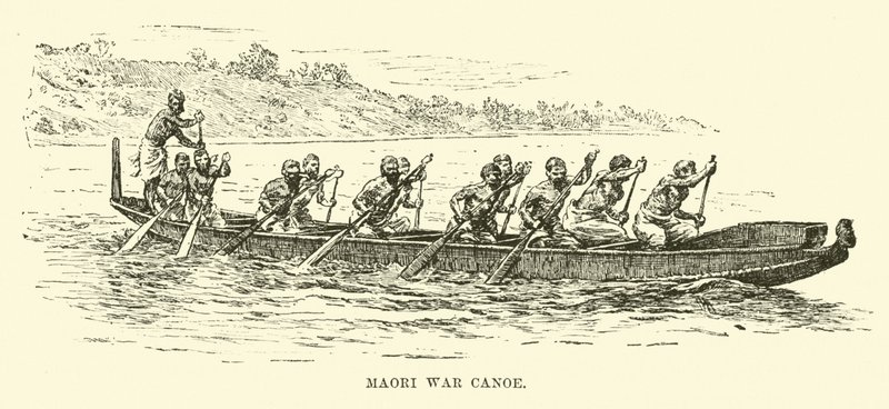 Maori War Canoe af English School