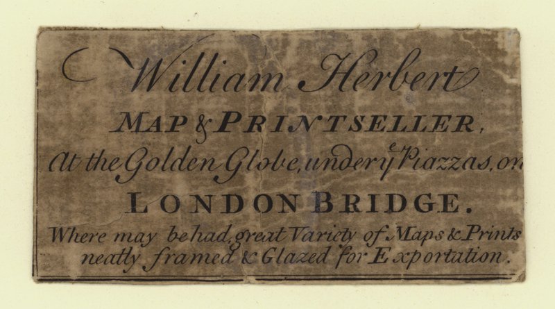 Kort og tryksælger, William Herbert, handelskort af English School