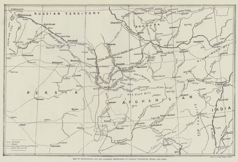 Kort over Afghanistan og de tilstødende territorier i russisk Turkestan, Persien og Indien af English School