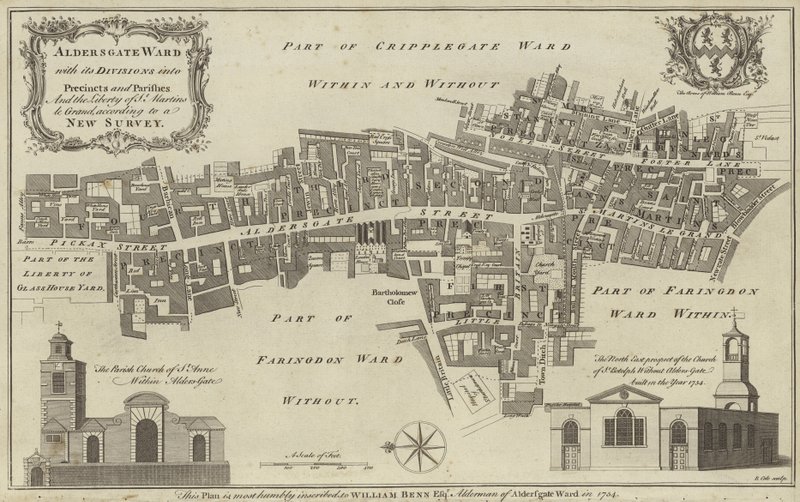 Kort over Aldersgate Ward, City of London af English School
