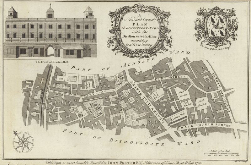Kort over Lime Street Ward, London af English School