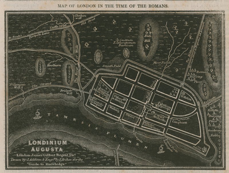 Kort over London i romernes tid af English School