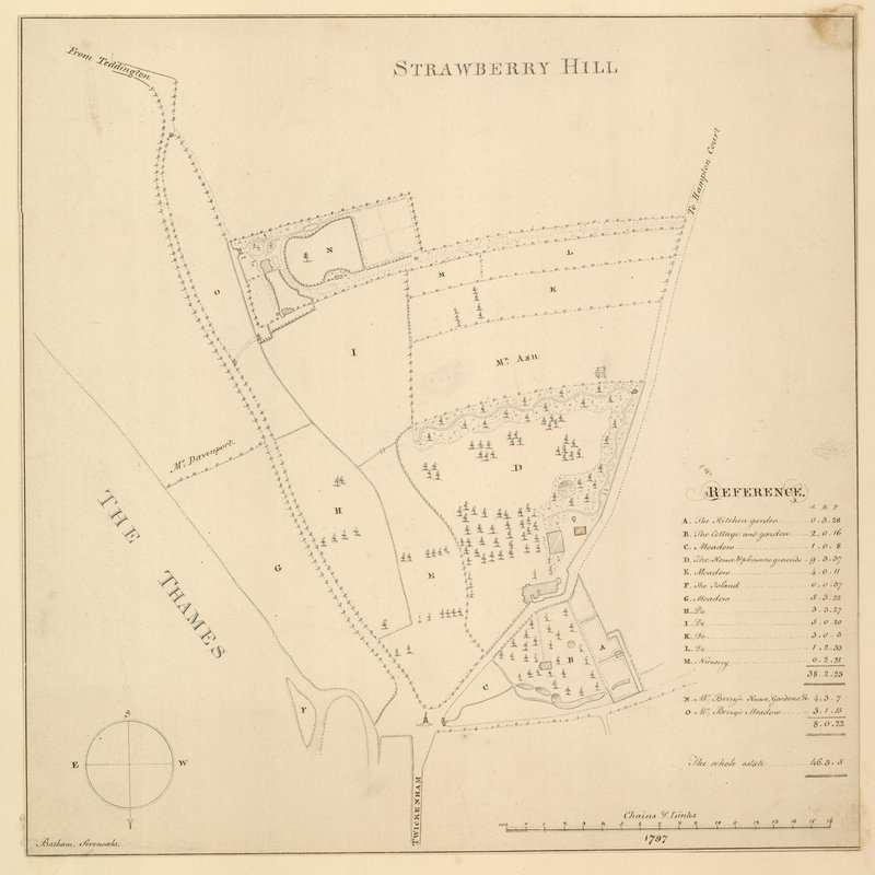 Kort over Strawberry Hill, London af English School
