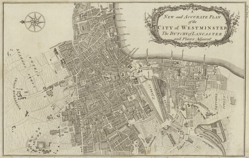 Kort over City of Westminster og hertugdømmet Lancaster, London af English School