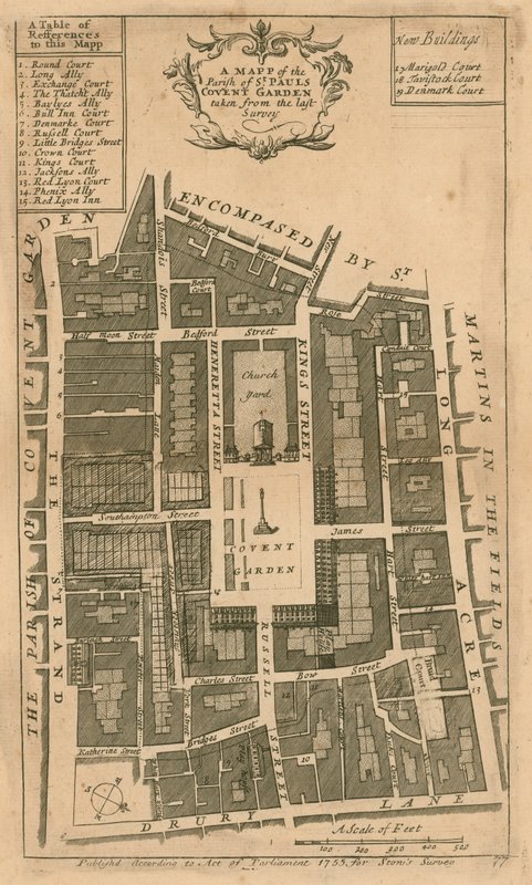 Kort over sognet St Pauls, Covent Garden, London af English School