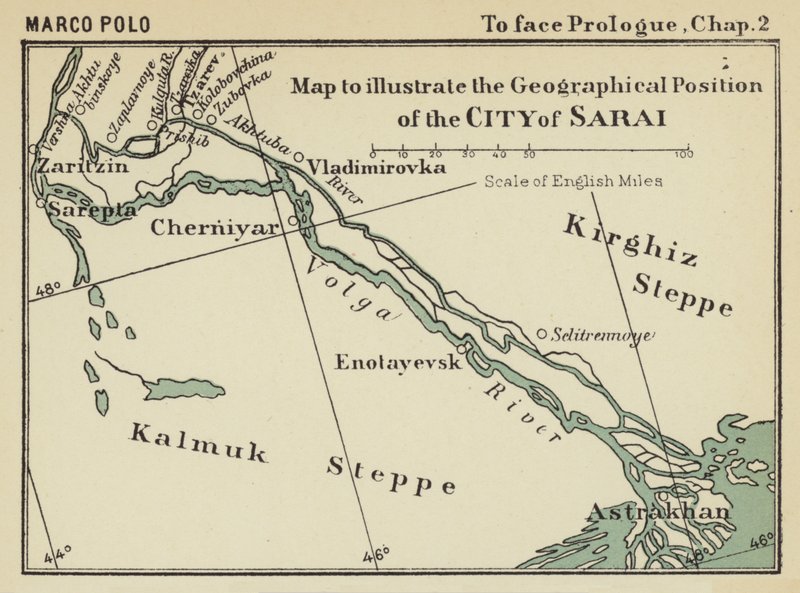Kort til illustration af den geografiske placering af byen Sarai (litho) af English School