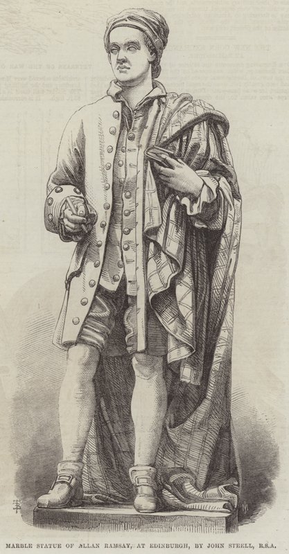 Marmorstatue af Allan Ramsay, i Edinburgh, af John Steell, RSA (gravering) af English School