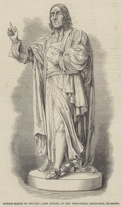Marmorstatue af pastor John Wesley, ved Theological Institution, Richmond (gravering) af English School
