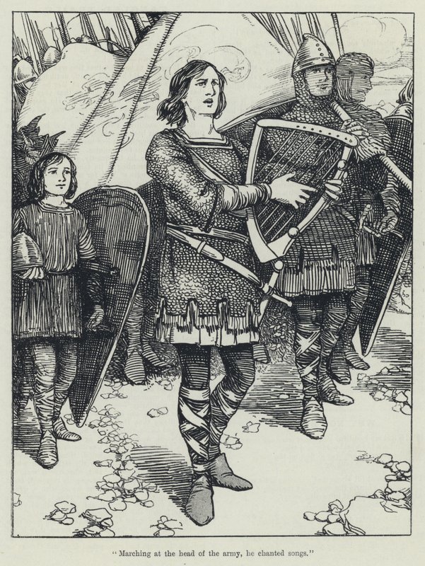 "Marching at the head of the army, he chanted songs" dani af English School