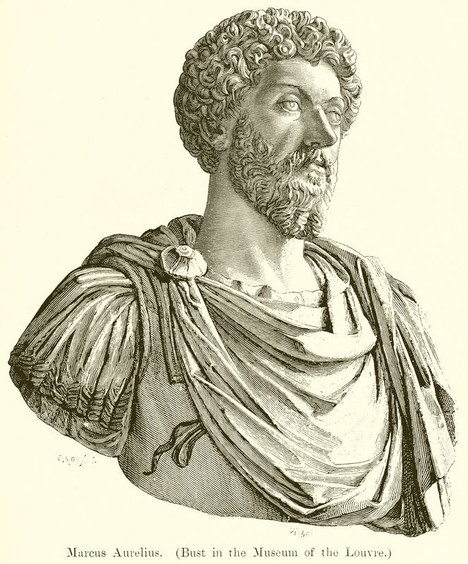 Marcus Aurelius. (Buste i Louvre-museet) af English School