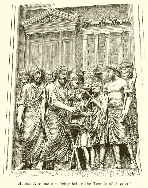 Marcus Aurelius ofrer foran Jupiters tempel af English School