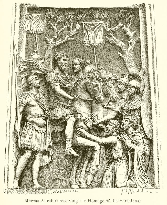 Marcus Aurelius modtager parthernes hyldest af English School