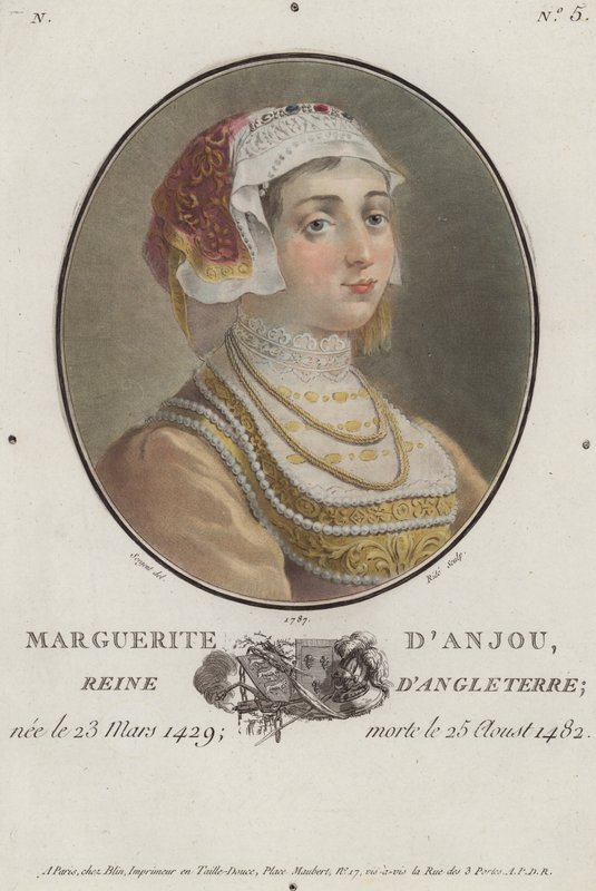 Margaret af Anjou, Dronning Gemal af Kong Henry VI af England (farvet gravering) af English School