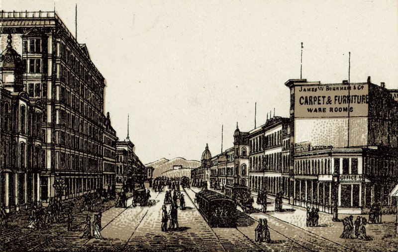Market Street (litho) af English School