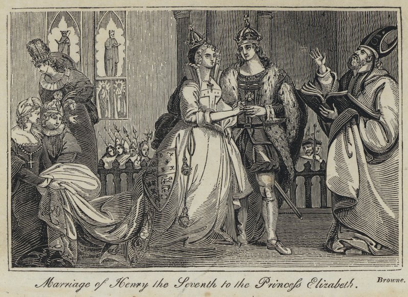 Henrik den Syvendes ægteskab med prinsesse Elizabeth (gravering) af English School