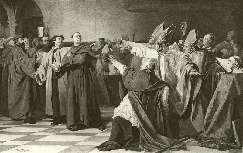 Martin Luther før koncilet i Worms (dybtryk) af English School