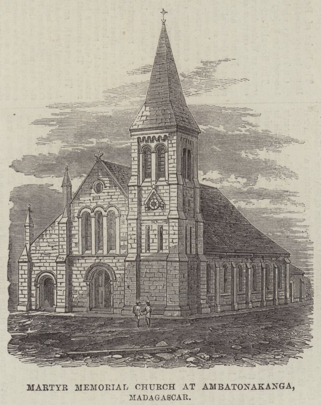 Martyr Memorial Church i Ambatonakanga, Madagaskar (gravering) af English School