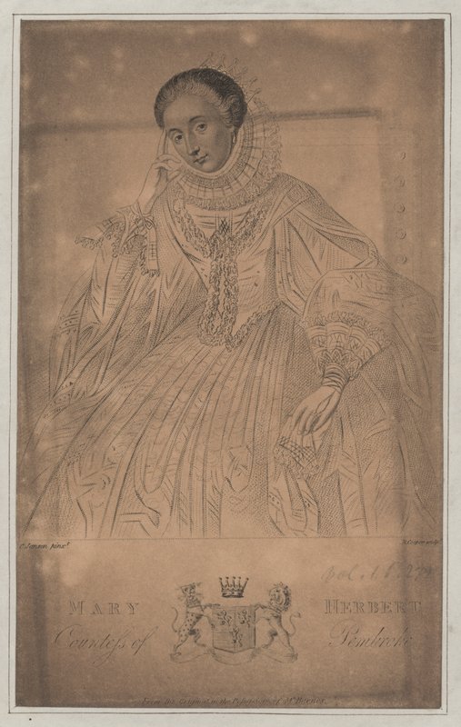 Mary Herbert, grevinde af Pembroke (kobberstik) af English School