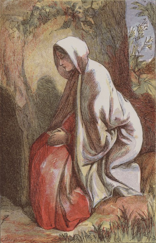 Maria Magdalena i haven (farvet gravering) af English School