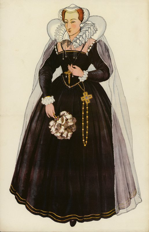 Mary Queen of Scots (farve litho) af English School