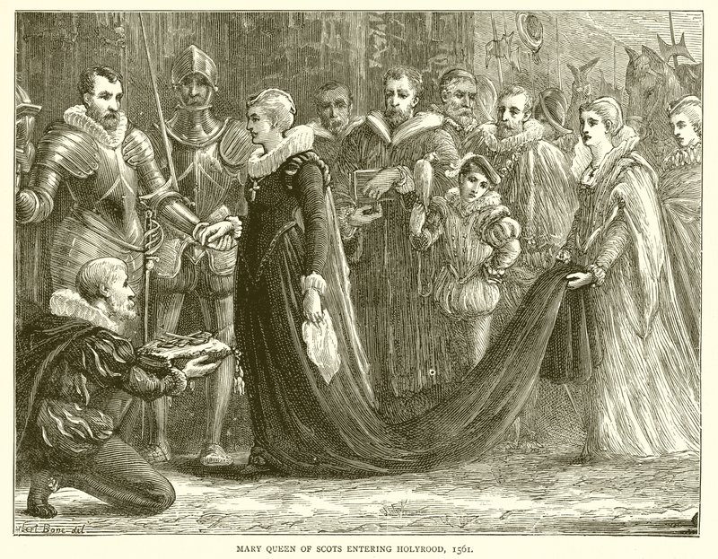 Mary Queen of Scots på vej ind i Holyrood, 1561 af English School