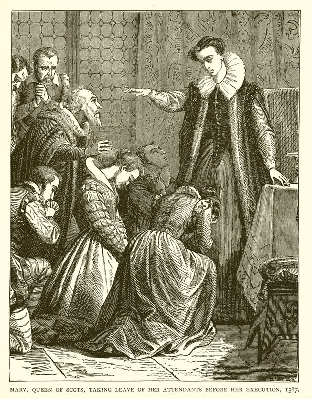 Mary, Queen of Scots, tager afsked med sine ledsagere før sin henrettelse, 1587 af English School