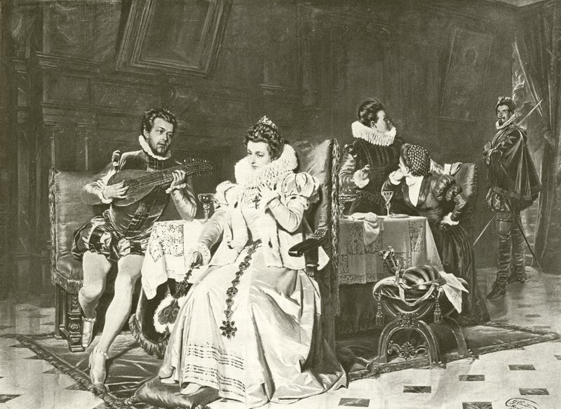 Mary Stuart og Rizzio (dybtryk) af English School