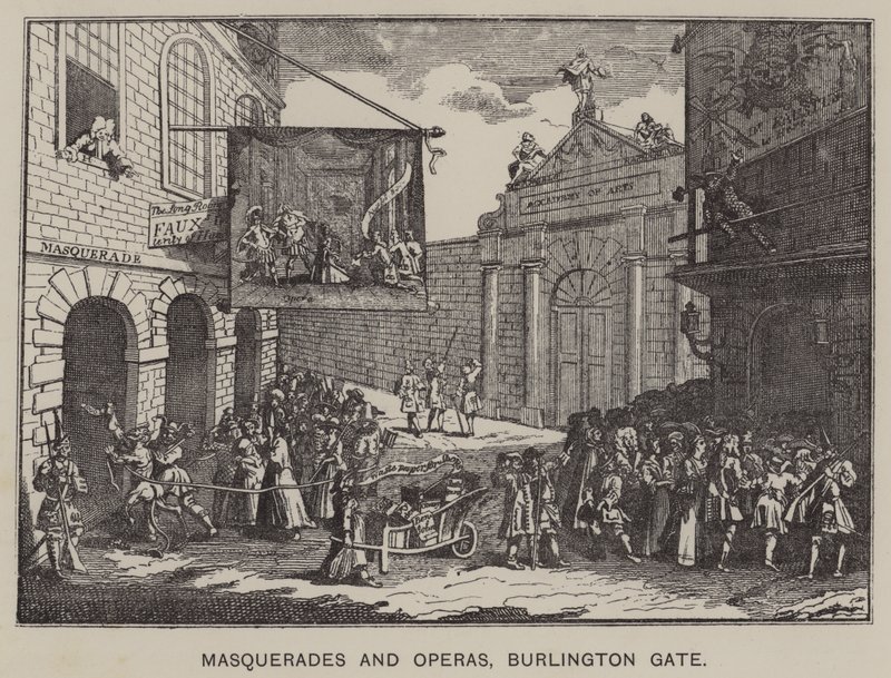 Maskerader og operaer, Burlington Gate (gravering) af English School