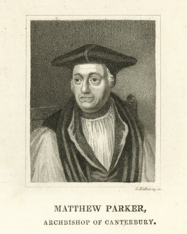 Matthew Parker, ærkebiskop af Canterbury (gravering) af English School
