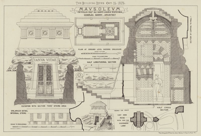 Mausoleum, for W Ellis Esquire All Saints Church Whitstable (gravering) af English School