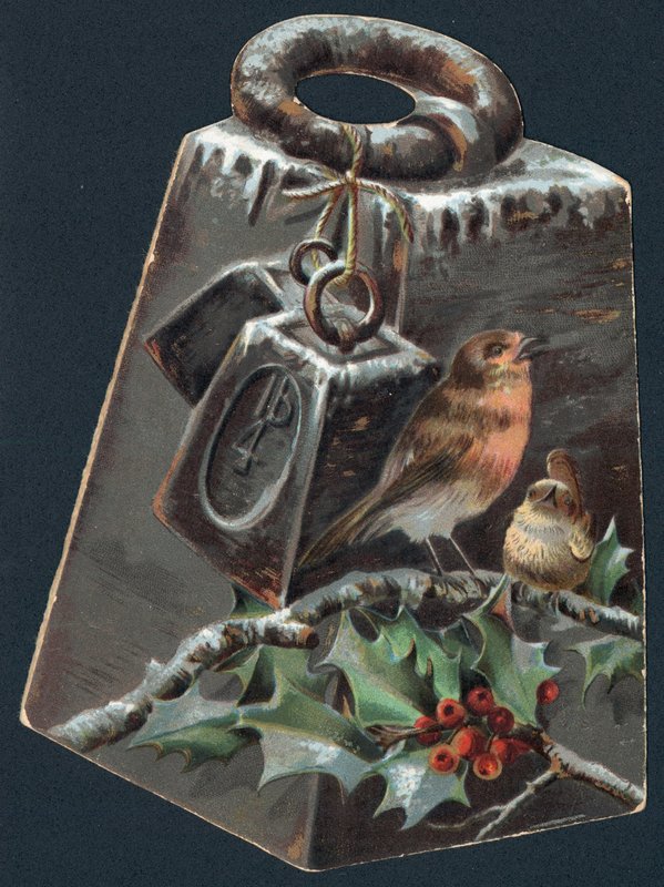 Måling af vægt og Robins, julekort af English School