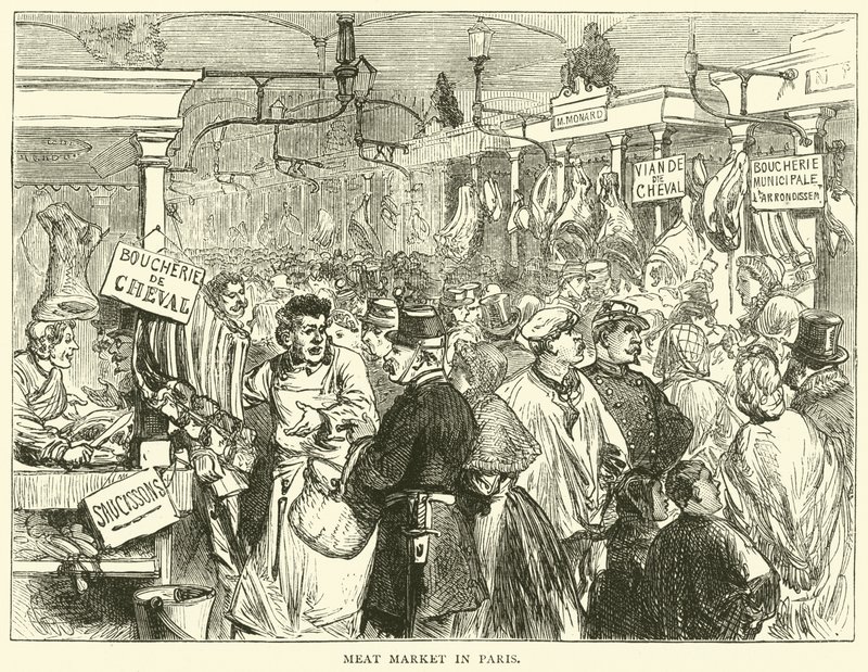 Kødmarked i Paris, oktober 1870 af English School
